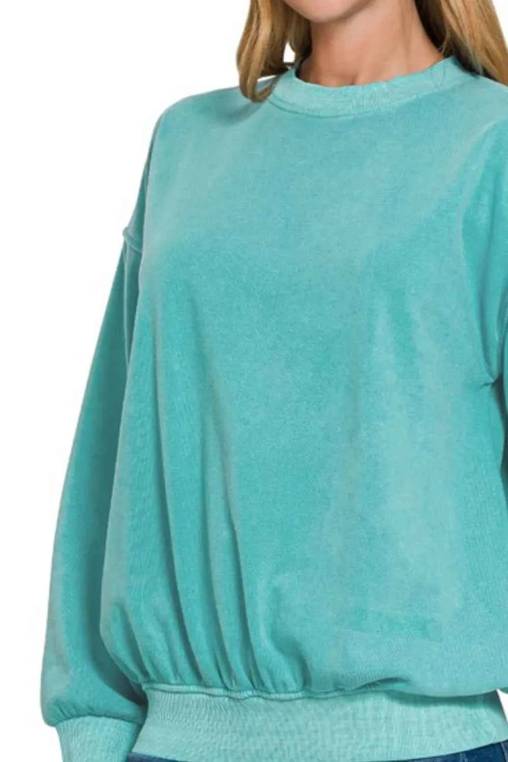Zenana Soft Fleece Pigment Dye Round-neck Sweatshirts 0cbc9790-daf5-4e76-99d6-377486b23a68-Max-Origin