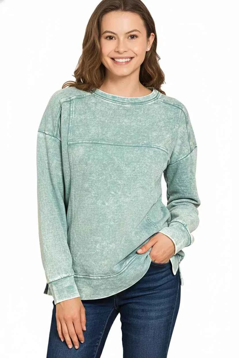 Zenana Acid Wash French Terry Exposed-Seam Pullover 0cbcf90a-e70c-4497-99ea-42937eda3064-Max-Origin