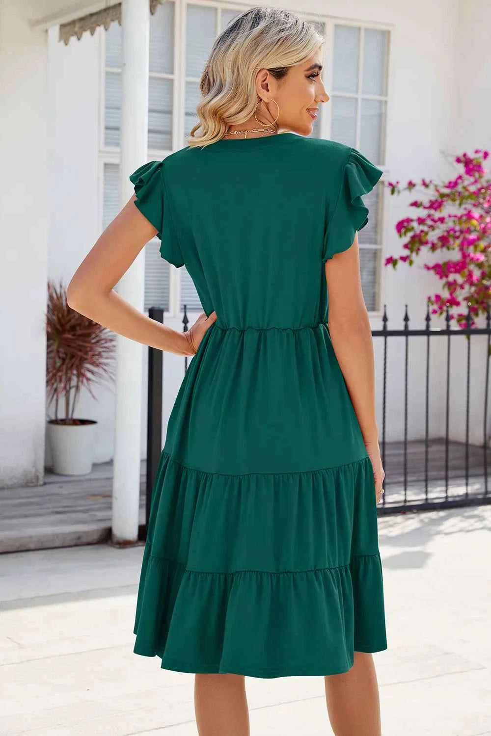 Ruched Notched Cap Sleeve Dress 0cc8d855-02e7-4f13-8f92-452a60456545-Max