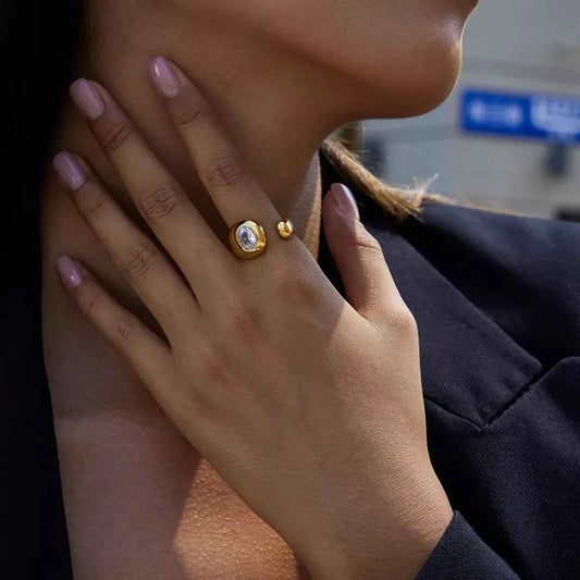 18K Gold-Plated Rhinestone Open Ring Gold onesize 0cca3b48-d2e1-4e4b-a1e9-725b44342195-Max-Origin