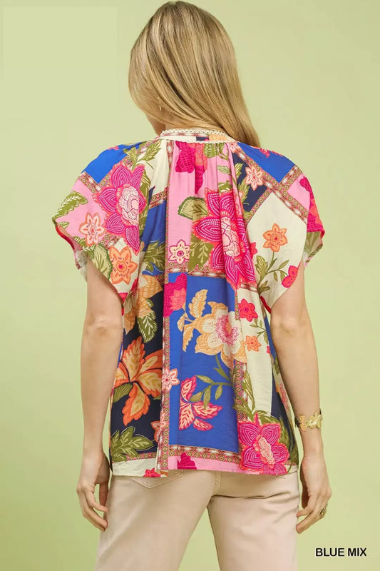 Mix Floral Patchwork Tassel Tie Top 0ccb3b61-6378-46d2-8d57-c48bd53b3fe6-Max-Origin