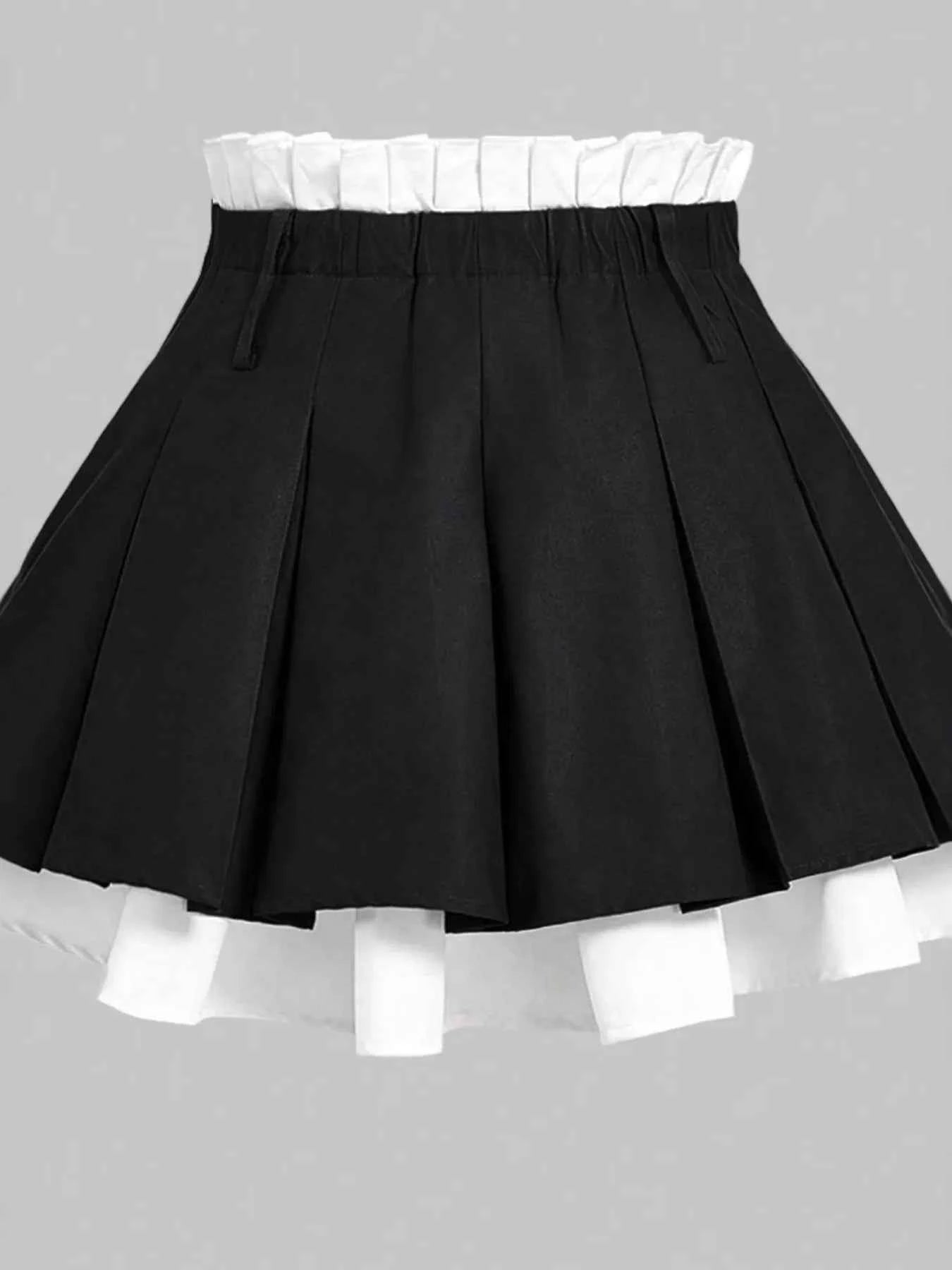 Contrast Pleated Mini Skirt 0ccb5983b71c4019b60726e56c1f2fda-Max-Origin