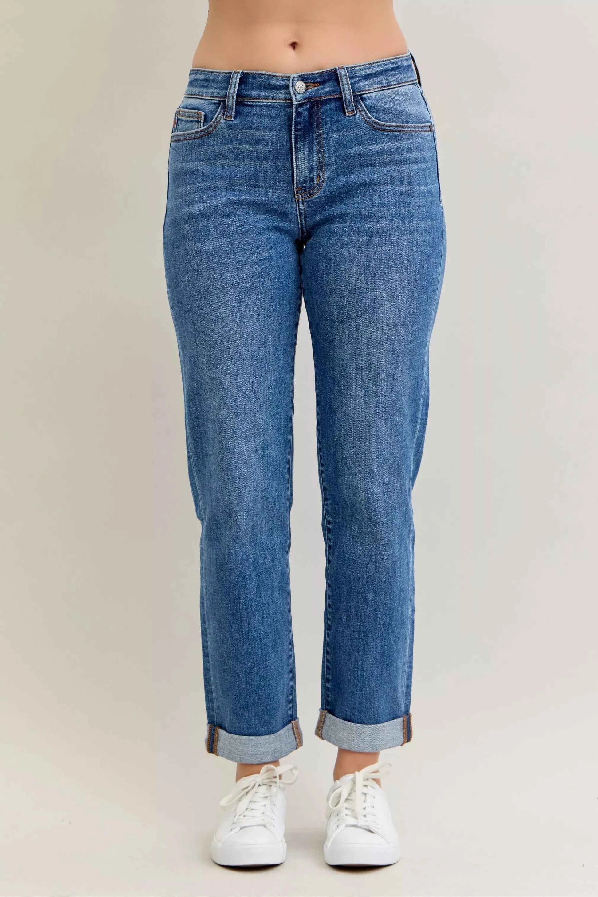 Judy Blue Full Size Mid Rise BF Classic Cuffed Jeans Plus Size MD 0cce441965df4e0b9fdcff56d6714901-Max-Origin