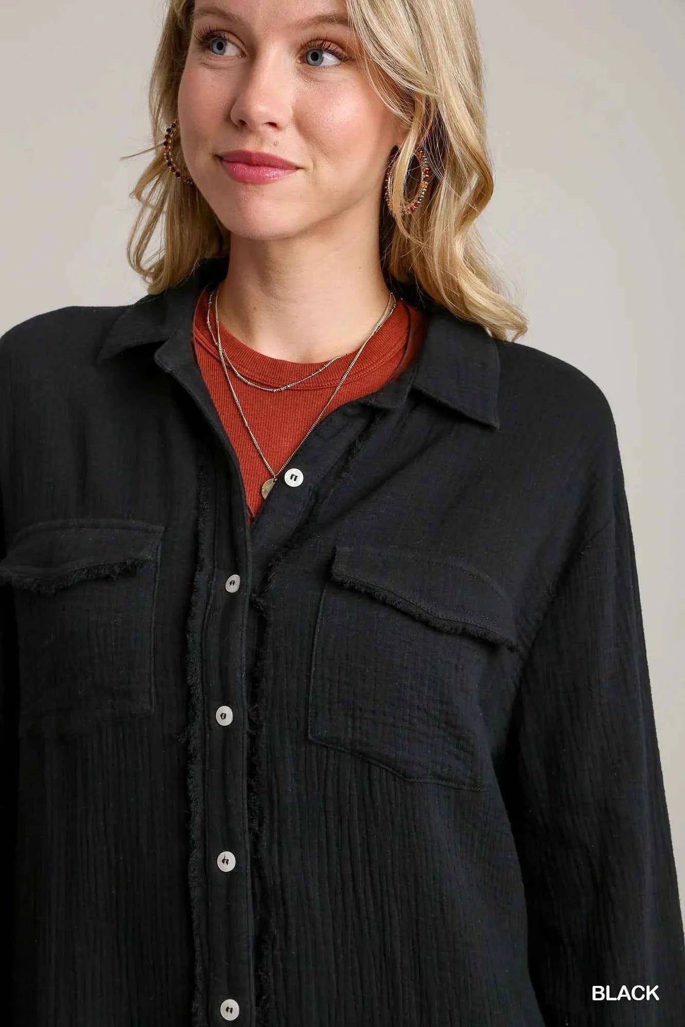 Umgee Cotton Gauze Button Down Shirt Dress 0ce01bc6-8256-4a07-8de3-d22b9b390ff3-Max-Origin