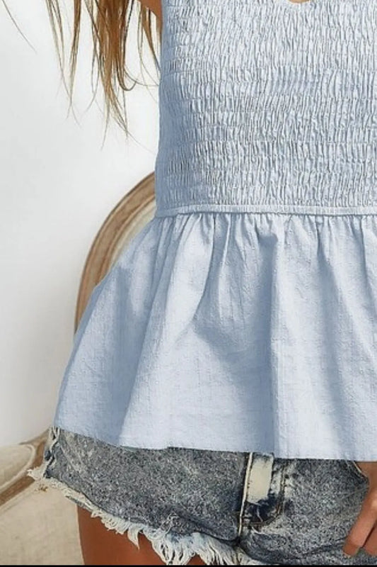 Eyelet Woven Sleeveless Elasticized Top 0cebf502-c95b-4f4f-9769-d63507a2f1e4-Max-Origin