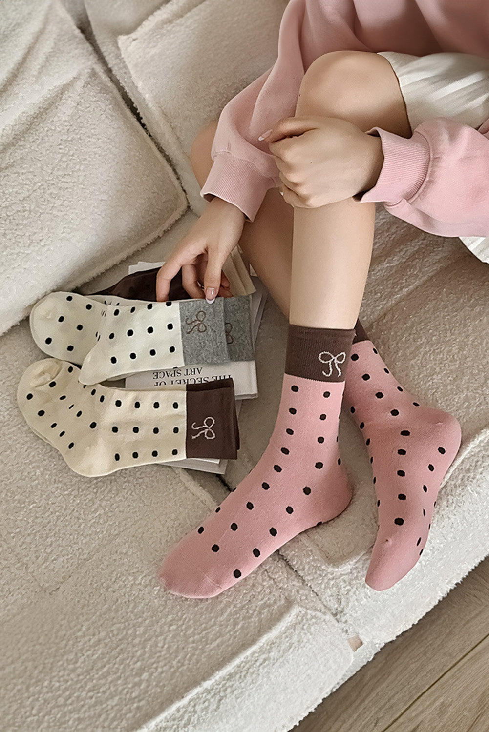 Blossom Bow Polka Dot Colorblock Socks 0cf51bfdf89ac619