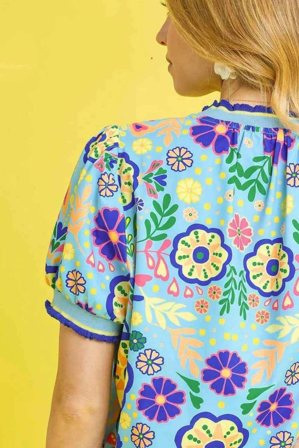 Umgee Retro Floral Puff Sleeve Top 0cfdbbc6-b9d5-4173-940e-6de0f52c8a4d-Max-Origin