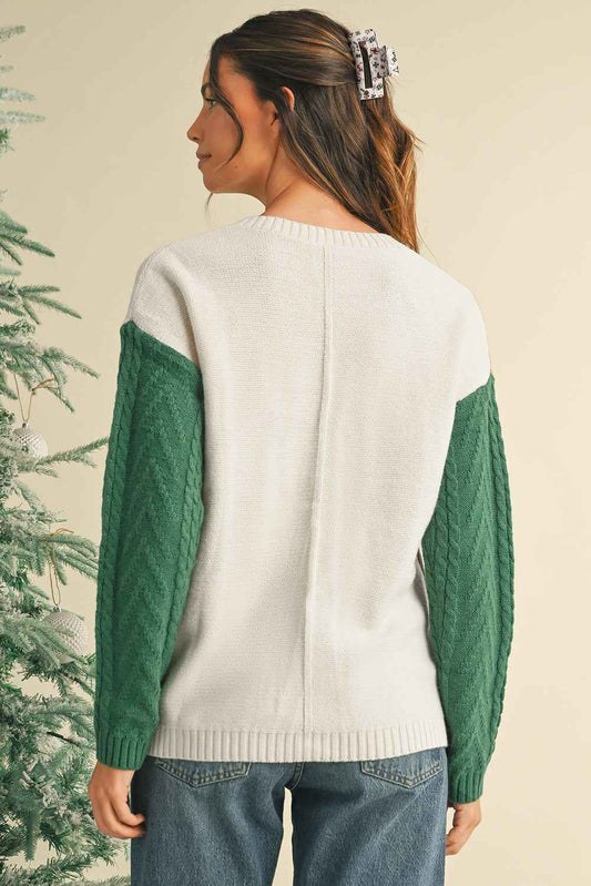 Vineyard Green Colorblock Pocket Drop Shoulder Sweater 0d001c68da2ba1e5