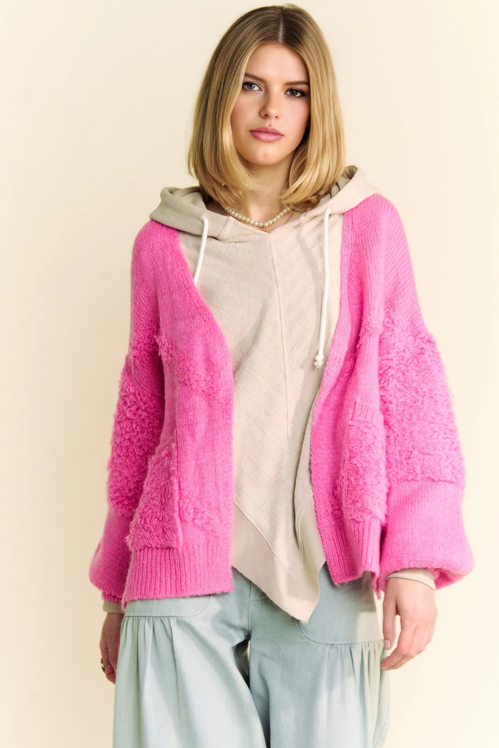 Davi & Dani Side Slit Open Front Long Sleeve Cardigan 0d009a28-2806-4fb2-9072-645546f21caf-Max