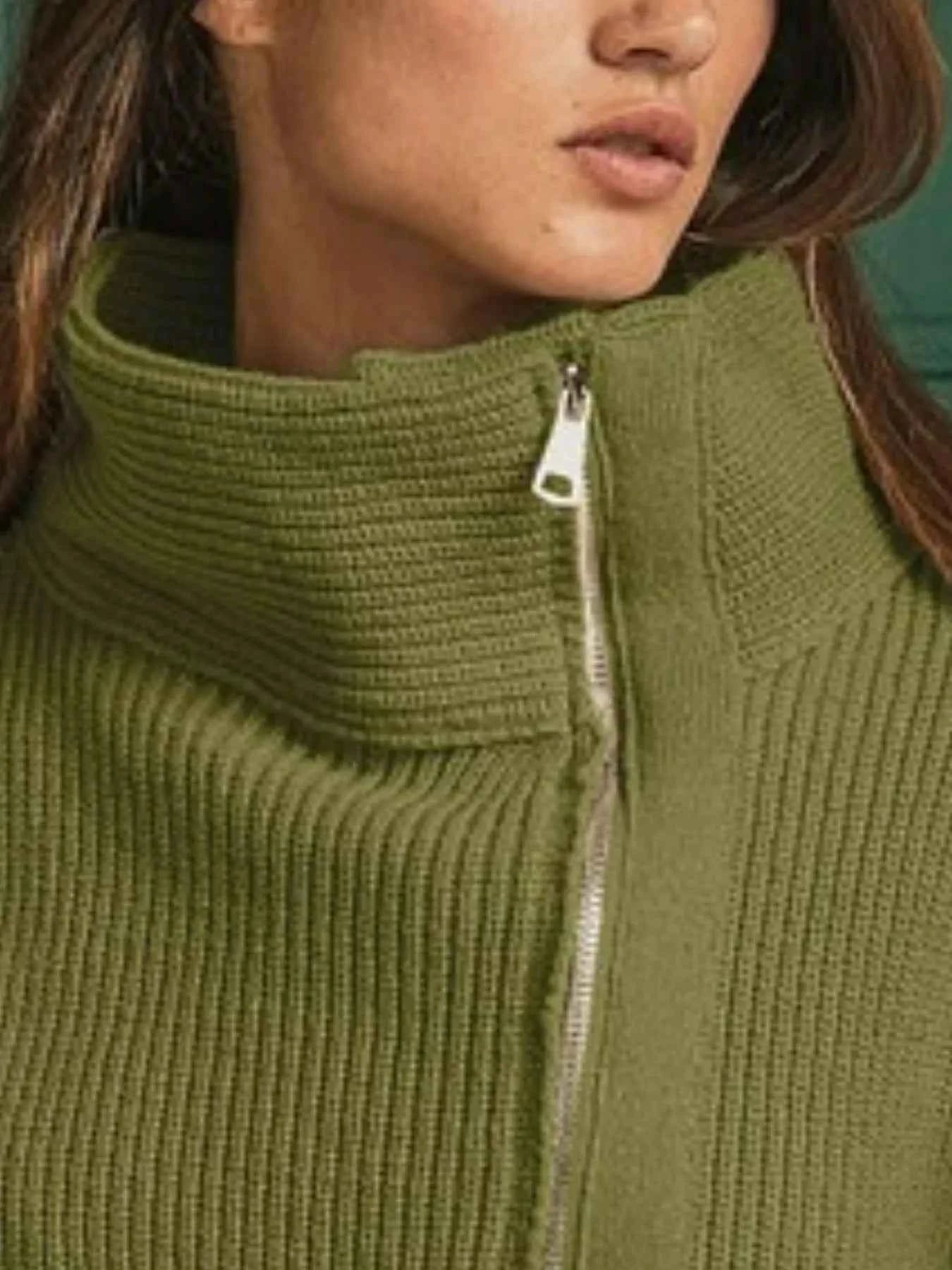 BiBi Front Zip Up High Neckline Sweater Jacket 0d0f4150-f12f-4afc-8380-ff34b8a254aa-Max-Origin
