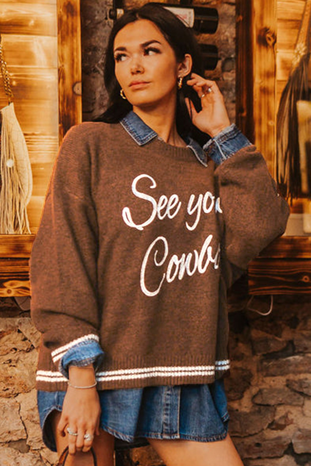 Peach Blossom Letter Embroidered Graphic Sweater 0d15eb4ffb6293c0