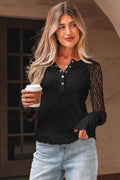 Camilla Slim Henley top Long Sleeve Top Black 0d234129-1b9f-42f3-9304-d69847e0cc90
