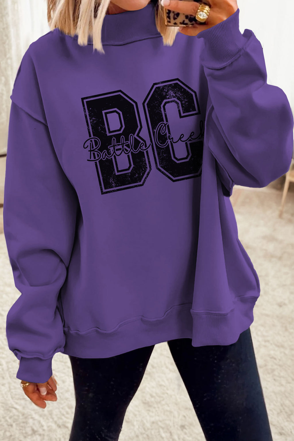 Tillandsia Purple BATTLECREEK Double Side Printed Mock Neck Reversible Sweatshirt 0d24f04f99737ce2