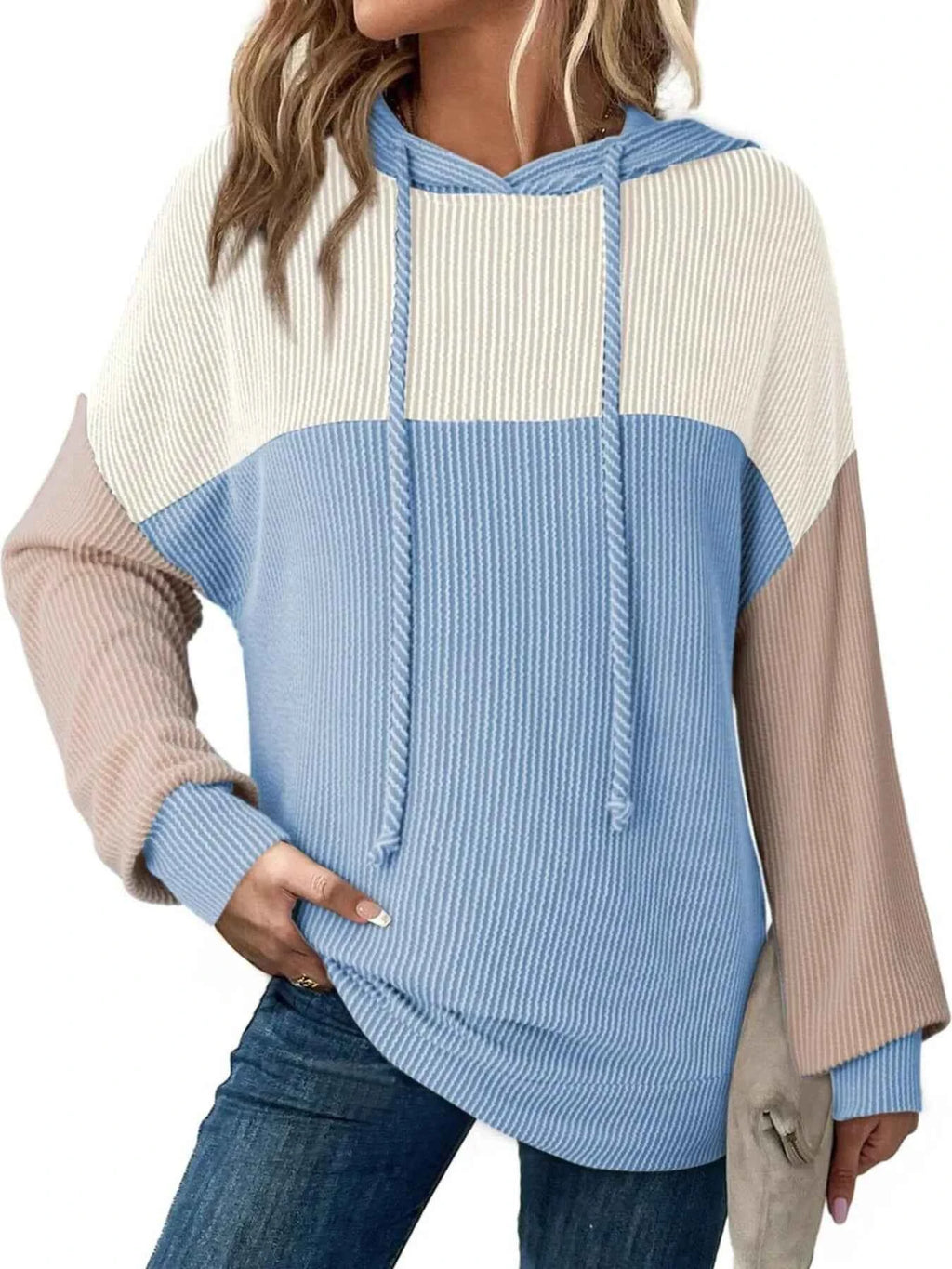 Drawstring Color Block Long Sleeve Hoodie 0d27027c6f90448f83040d1bc062910a-Max-Origin