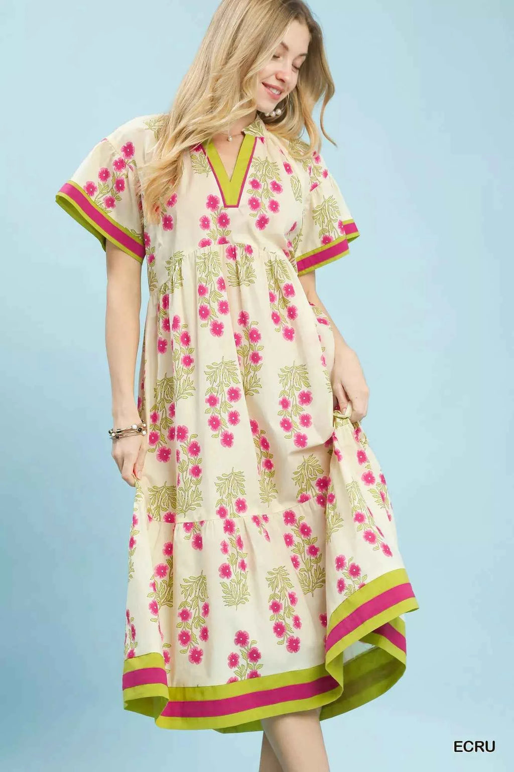 Umgee Floral Border Tiered Midi Dress ECRU 0d2ba6d1-356c-4418-b397-204336045e79-Max-Origin