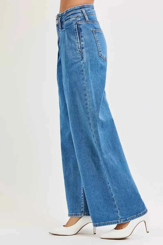 Full Size Mid Rise Fit Wide Leg with Pleated Detail Jeans Plus Size 0d3c9424a6274645b773f1834e86c474-Max-Origin