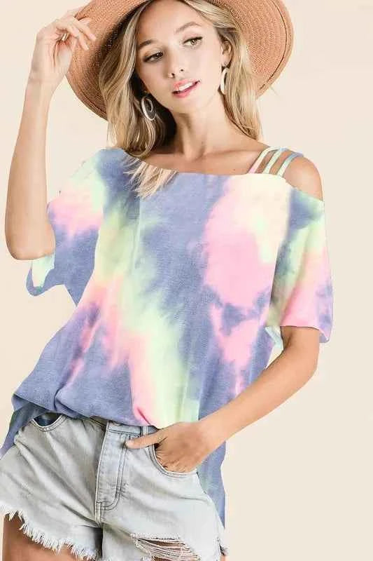 Tie Dye French Terry Strapped One Shoulder Top 0d3fea4f62c54e2f9f7e99f21cc6cc58-Max-Origin