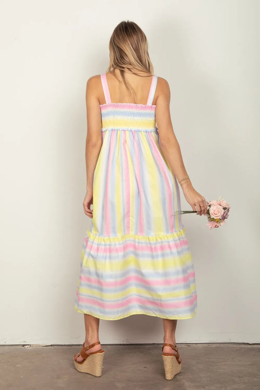 VERY J Striped Woven Smocked Midi Cami Dress 0d47bebf-e2b4-4be4-962a-049d3bcc2777-Max