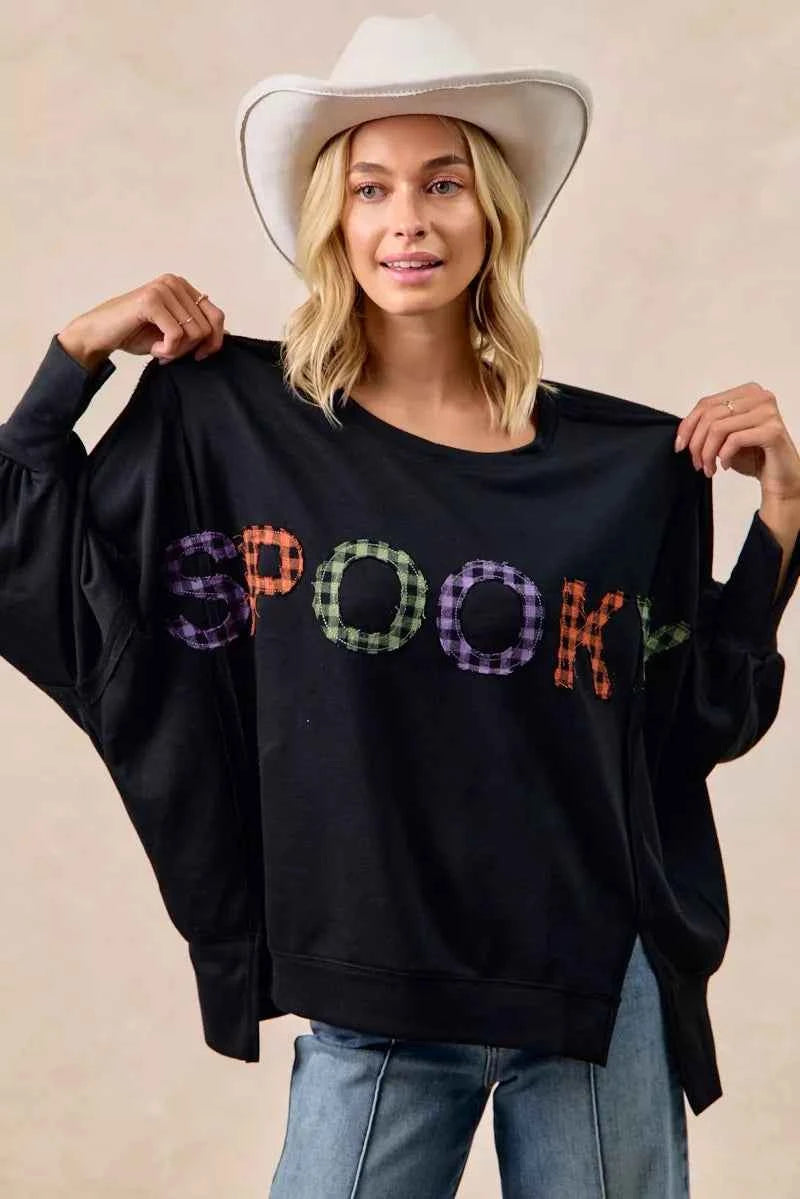 BiBi Spook Plaid Letter Print Oversized Sweatshirt 0d4ae4f5bcca4a79a4cbd11a575ce414-Max-Origin