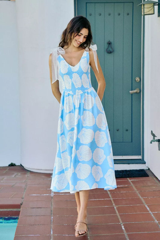 Shell Smocked Bodice Shoulder Tie Lined Midi Dress 0d4b7e72-3472-43e3-92d4-3fef1d28f21c-Max-Origin