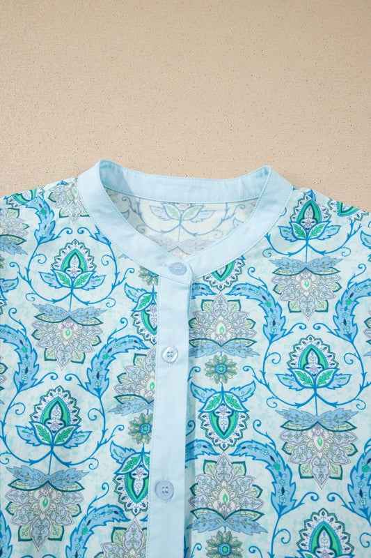 Paisley Long Puff Sleeve Buttoned Shirt 0d5a484c-a6e1-435f-af05-84738a7da65b