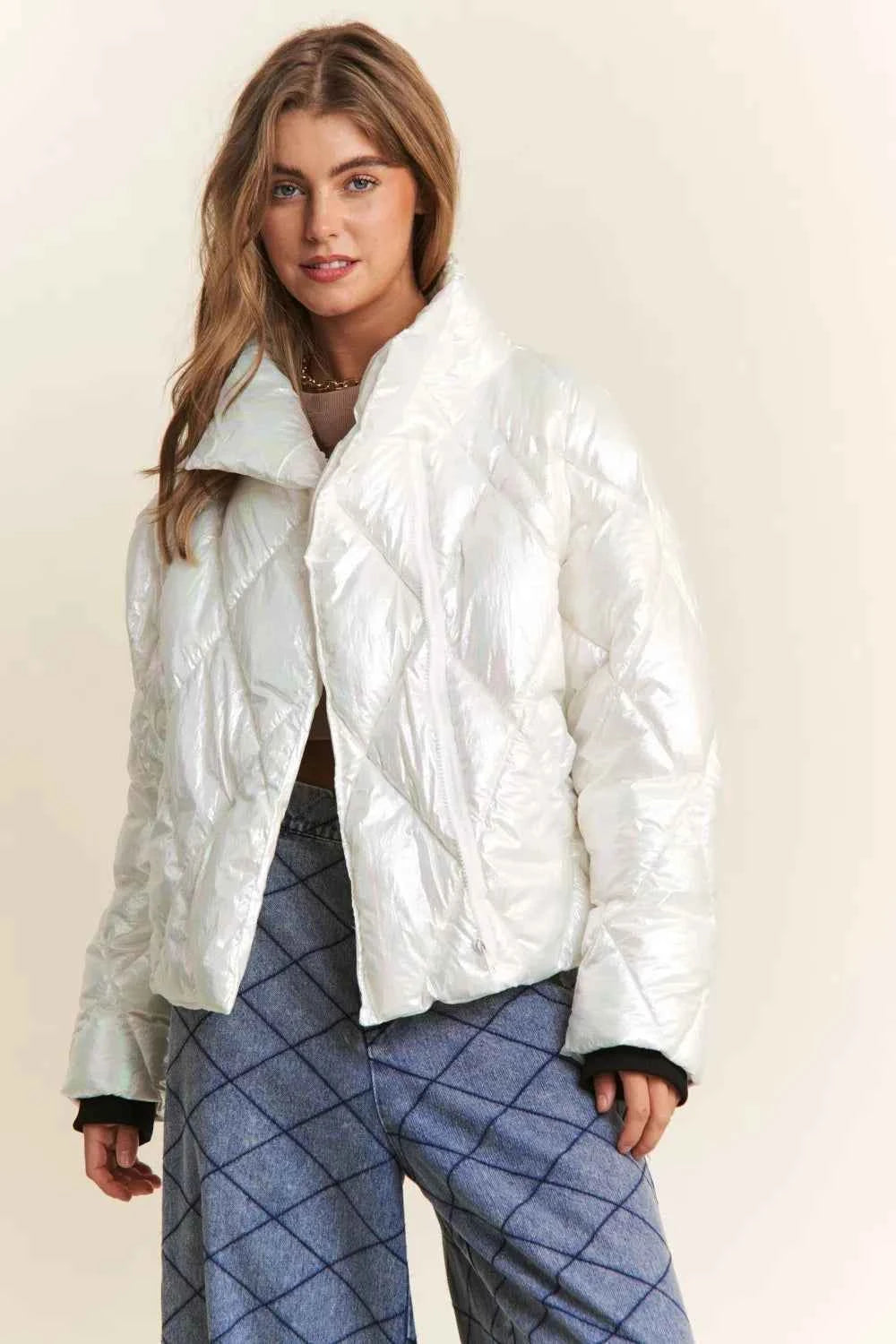 J.NNA Quilted Mock Neck Puffer Jacket Winter Glass 0d5f043c-cbb2-4c3d-a6ec-c891ed16d8fe-Max