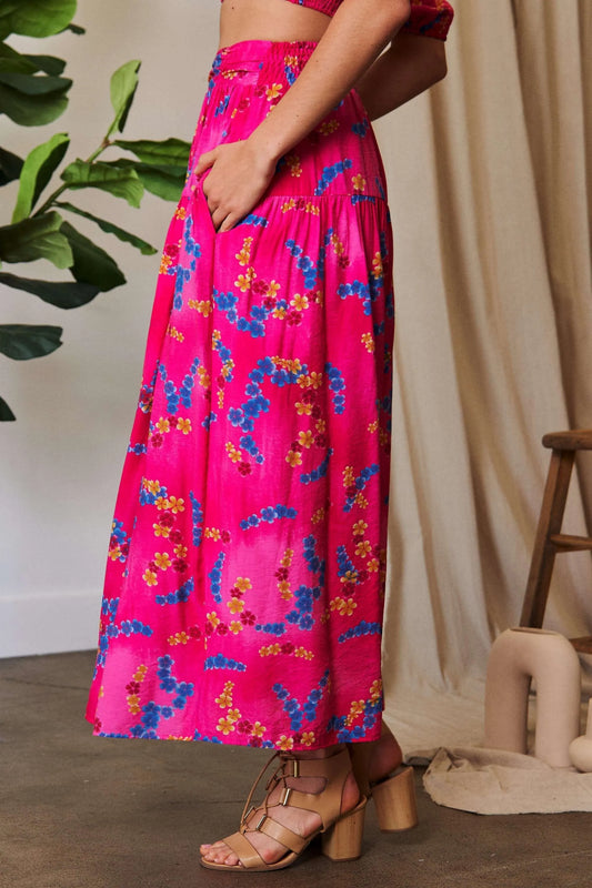 Printed Smocking Waistband Ruffled Maxi Skirt 0d6691286bd4448d8f135e3a1aa0f877-Max-Origin