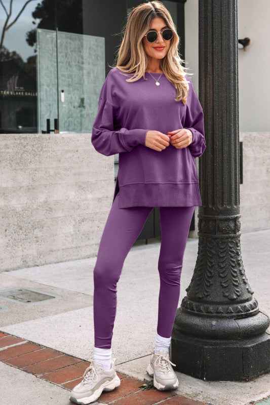 Solid Oversize Sweatshirt and Ribbed Leggings Set Orchid Mist 0d6a60e2-56be-4cb7-bb74-e88005ce324e