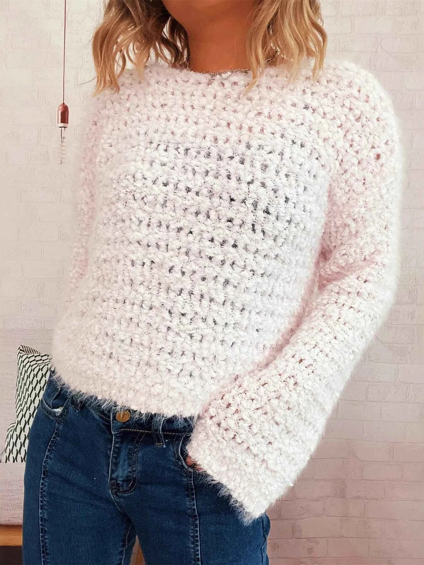 Crochet Round Neck Dropped Shoulder Sweater 0d82a137ac31479088be02ce25e12a52-Max-Origin