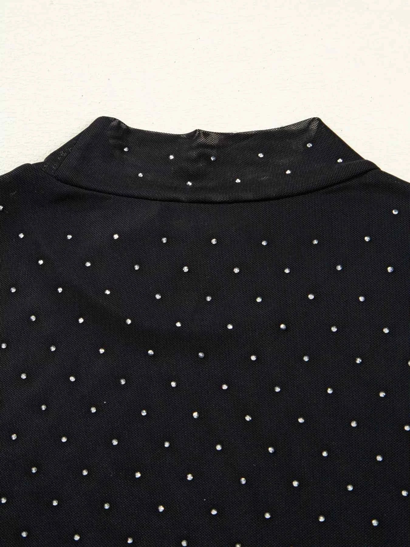 Rhinestone Embellished Mesh Long Sleeve Top 0d84b8e5ec38405c96046bb2d5750efd-Max-Origin