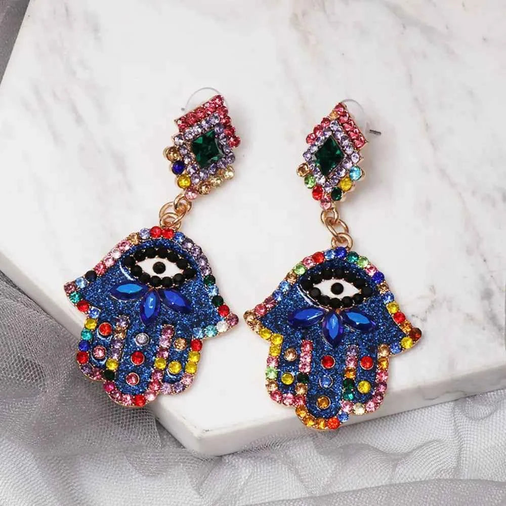 Alloy & Rhinestone Earrings Royal Blue One Size 0d9668dbf1444c65a3368fc8804cacf3-Max