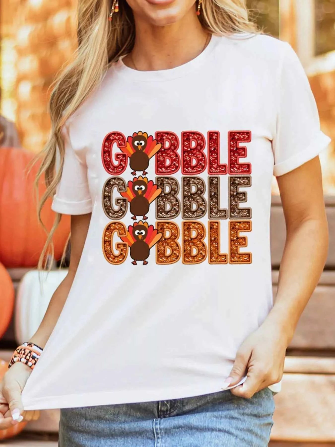 GOBBLE Thanksgiving Turkey Print T Shirt 0d988b17-06f3-4aef-9113-408da1257d29-Max-Origin