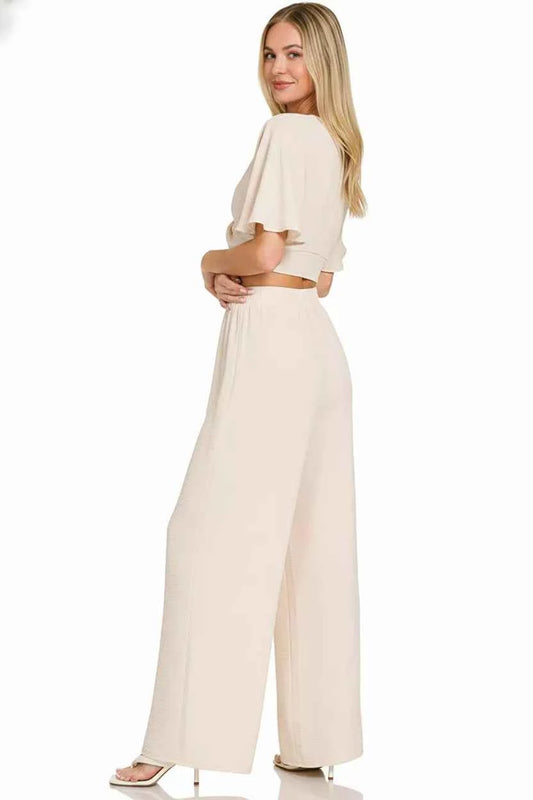 Woven Airflow Twisted Top & Wide Leg Pants Set 0d98f7cf-f3a5-4940-a6fc-c6e50bf499e2-Max-Origin
