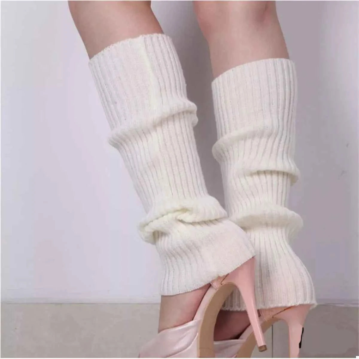 Ribbed Knit Leg Warmers White One Size 0da511f8-d754-415b-8fad-7fec52ca522f-Max-Origin