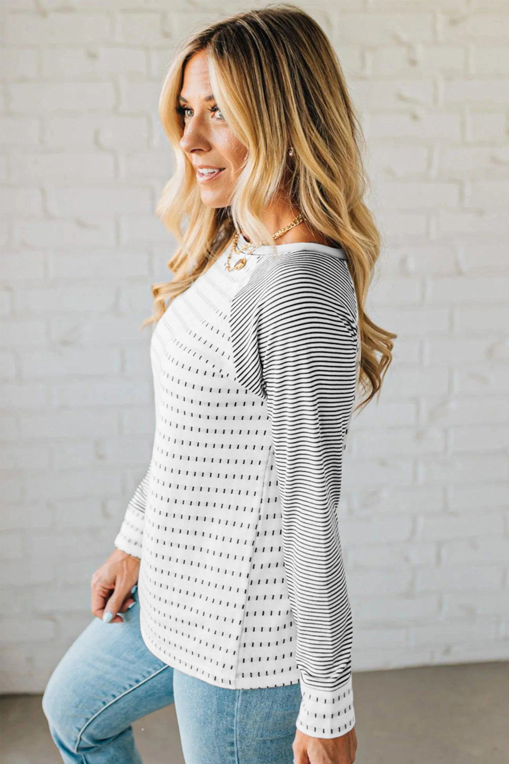 Rose Stripe Raglan Patchwork Long Sleeve Tee 0dba0b50866d670c