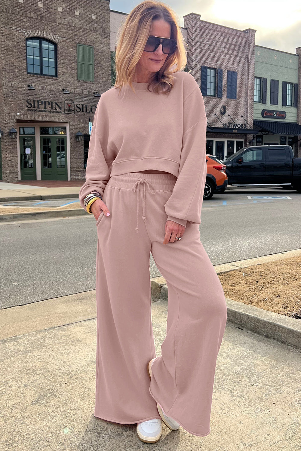 Flamingo Drop Shoulder Crop Pullover Drawstring Wide Leg Pants Set 0dbed660d1bcd0ec