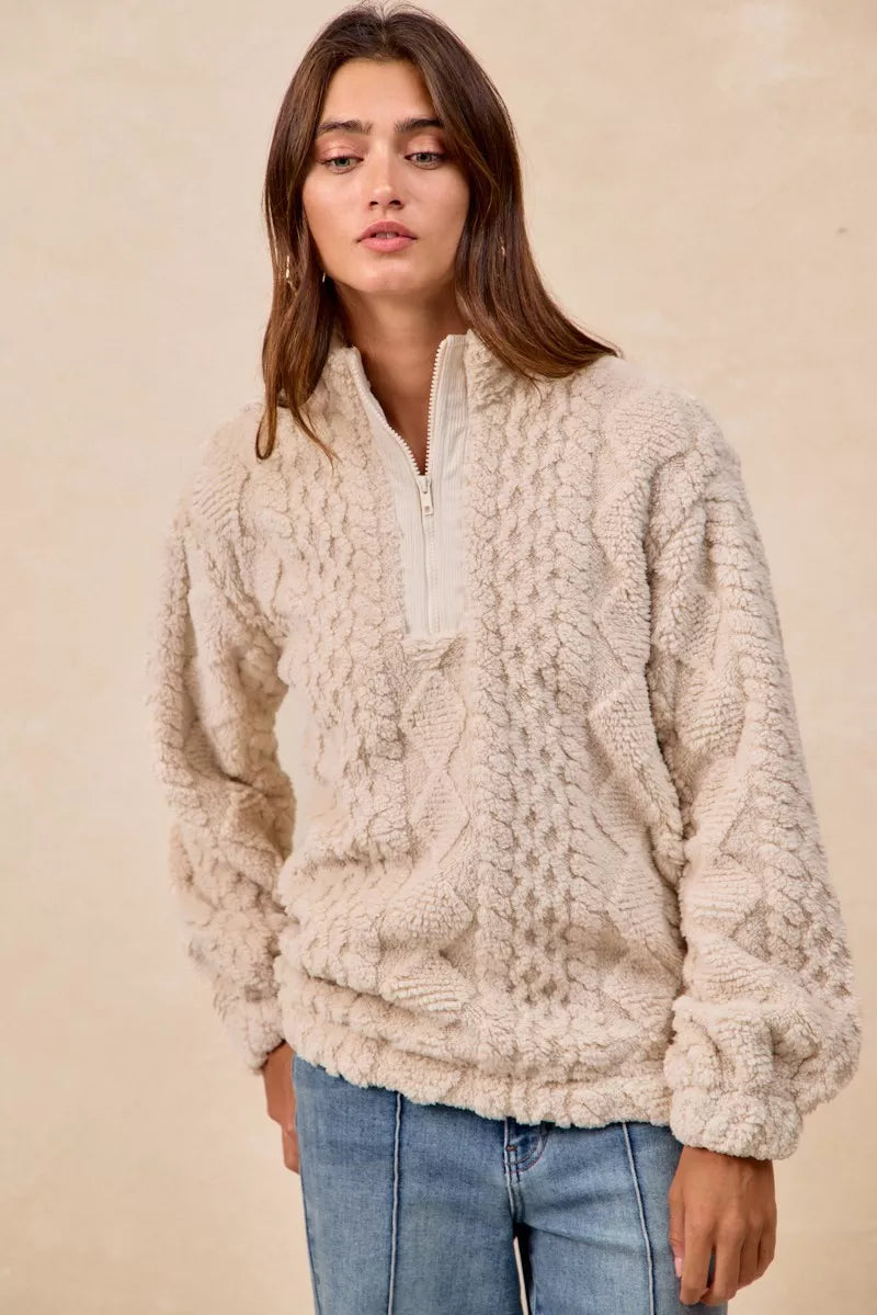 BiBi Patterned Soft Fleece Half Zip Up Top 0dca4935-65db-4ebe-b651-cf475b2fd3e5-Max-Origin