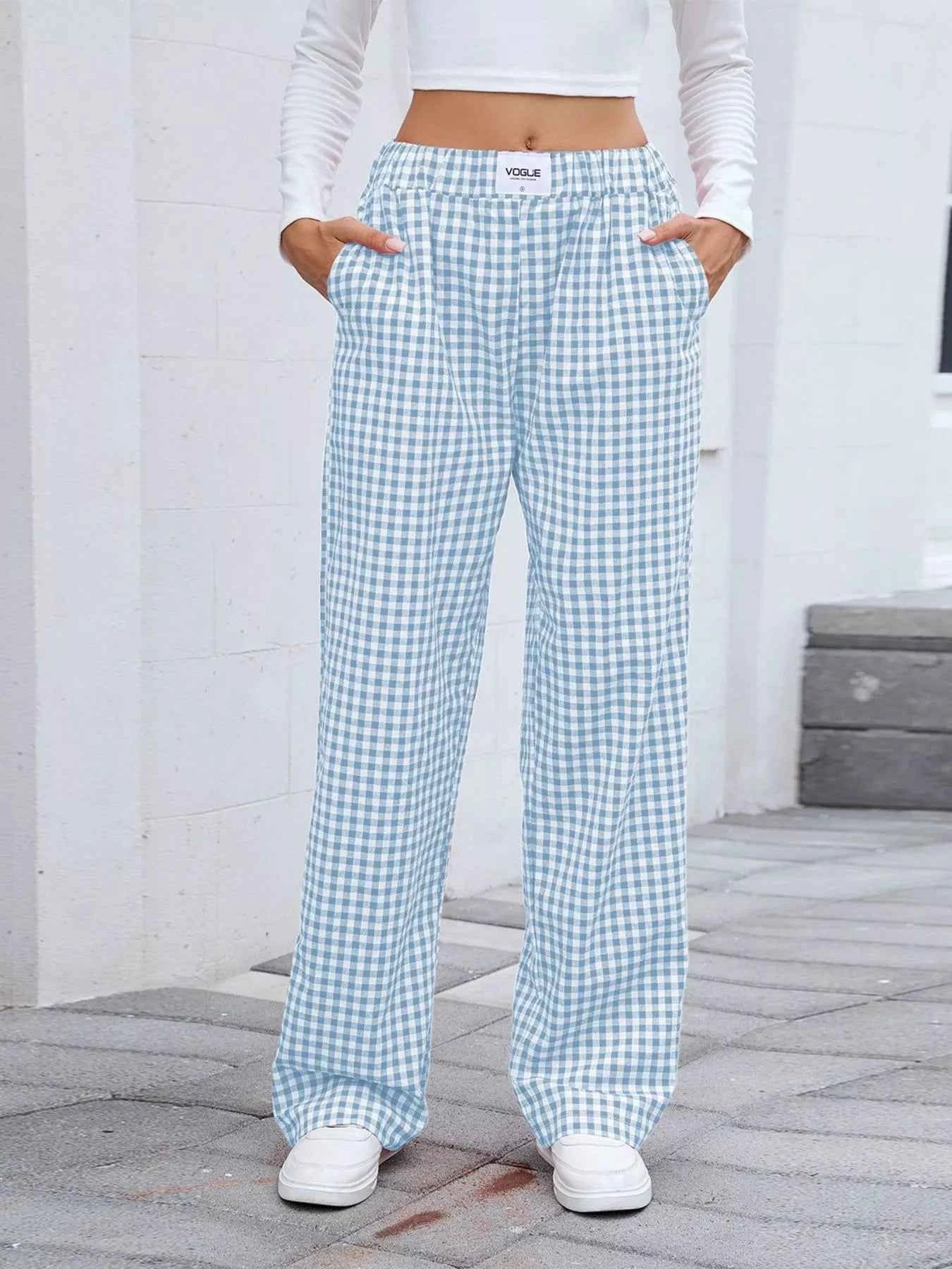 Plaid Wide Leg Casual Pants 0dcffcb8-b69c-4db2-9384-11afc0994659-Max-Origin
