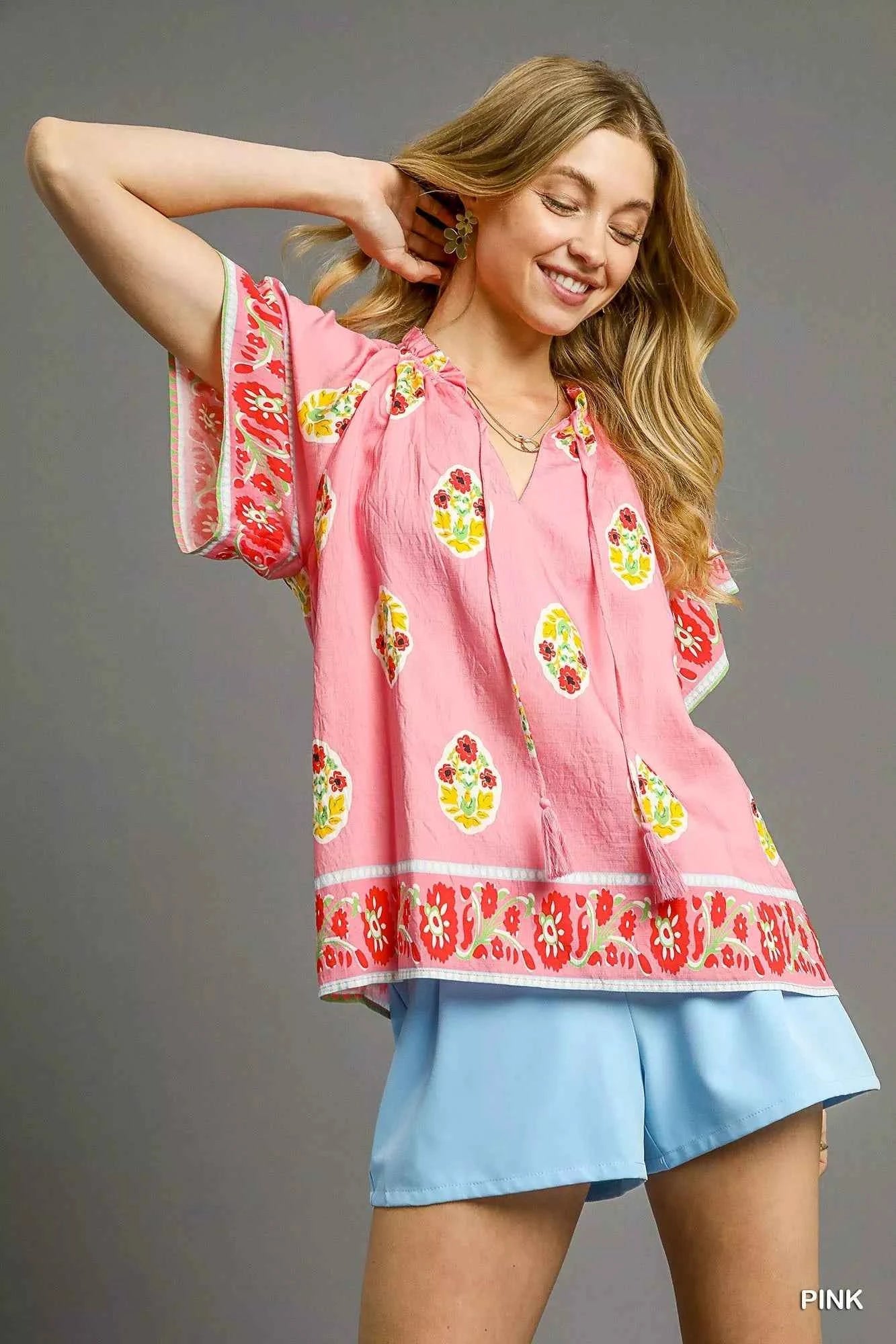 Umgee Boho Bloom Border Top PINK 0dd92857-01e4-4181-b8ef-4db2da2656d4-Max-Origin