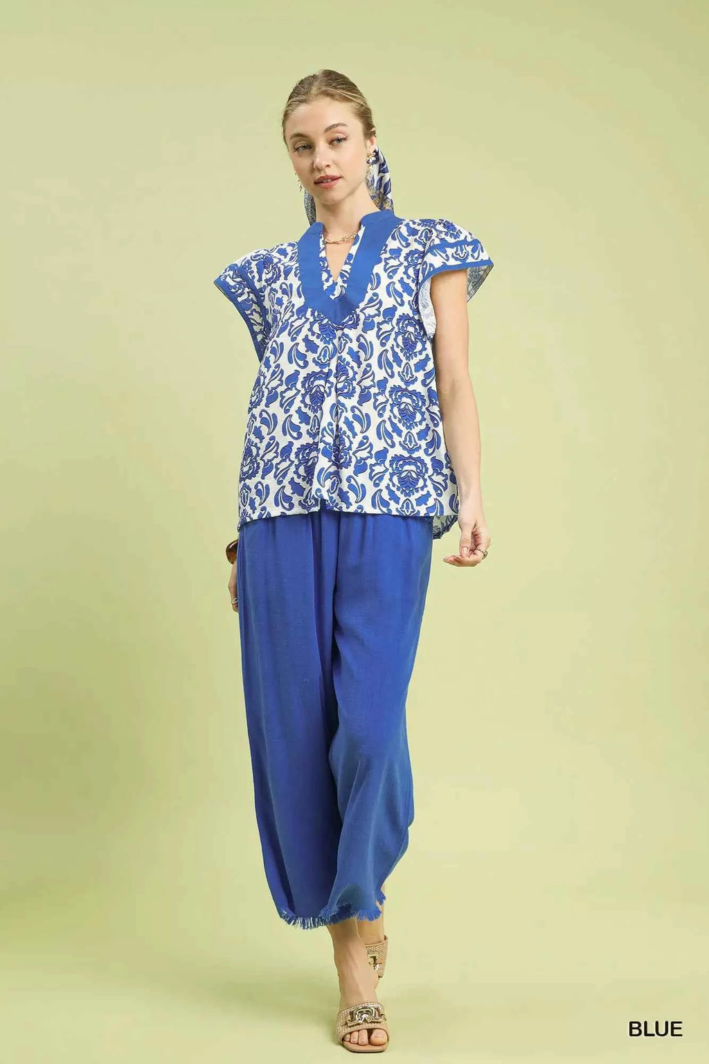 Umgee Abstract Print Short Sleeve Blouse 0dec5c75-c430-46f8-a1ea-635219300a4f-Max-Origin