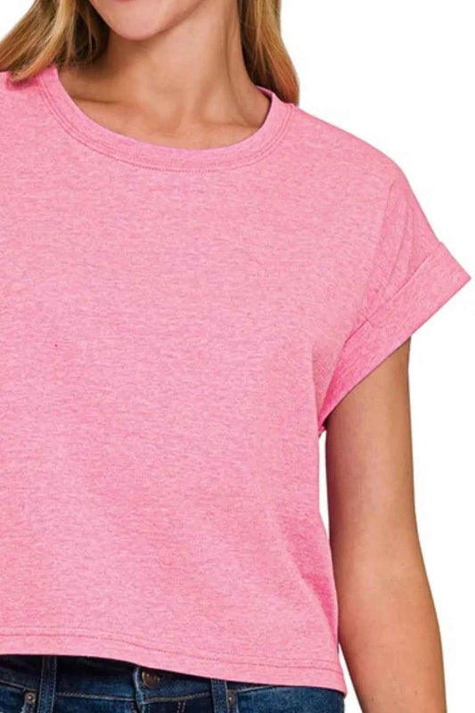 Rolled Sleeve Crop T-Shirt 0decfc6a-a356-4892-a099-d77499085619-Max-Origin