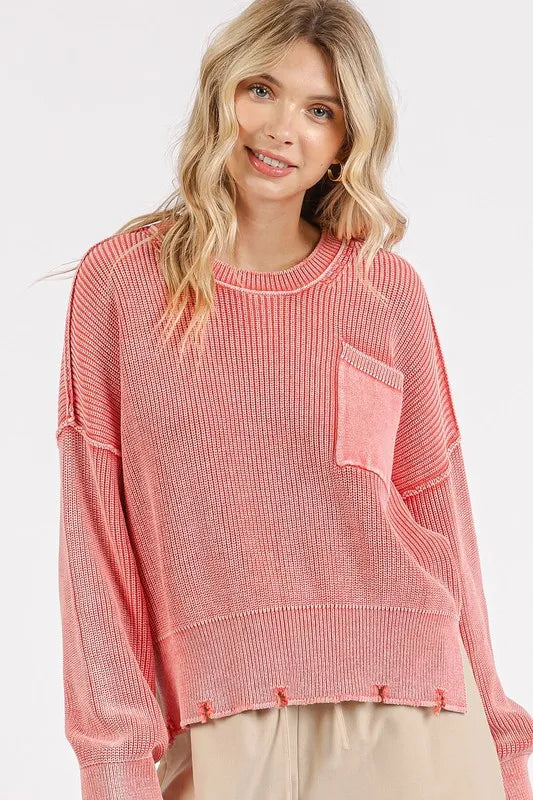 Mittoshop Distressed Hem Round Neck Dropped Shoulder Sweater 0dfdbad4-9a61-42fa-bf0e-1f072e7e68cc-Max