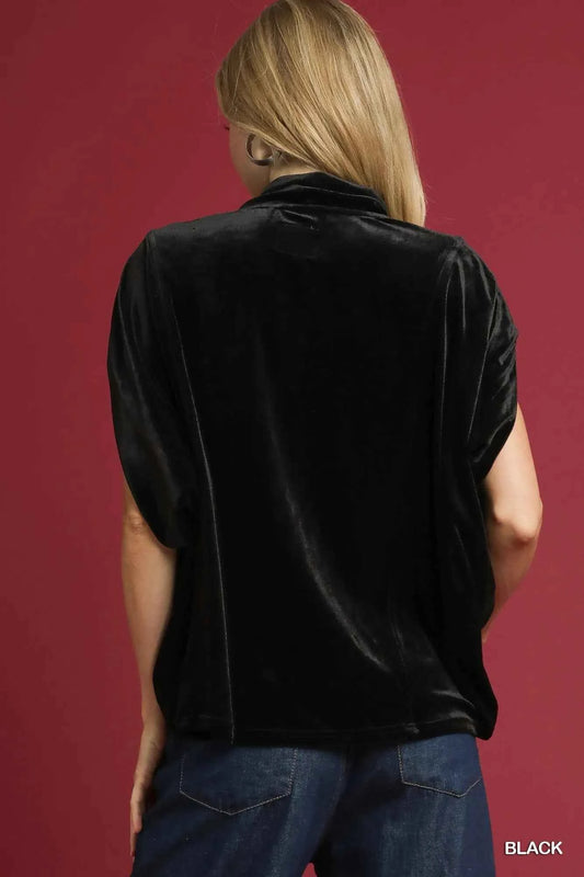 Velvet Mock Neck Sleeveless Blouse 0e092879-999b-4d53-8594-62041b9987d8-Max-Origin
