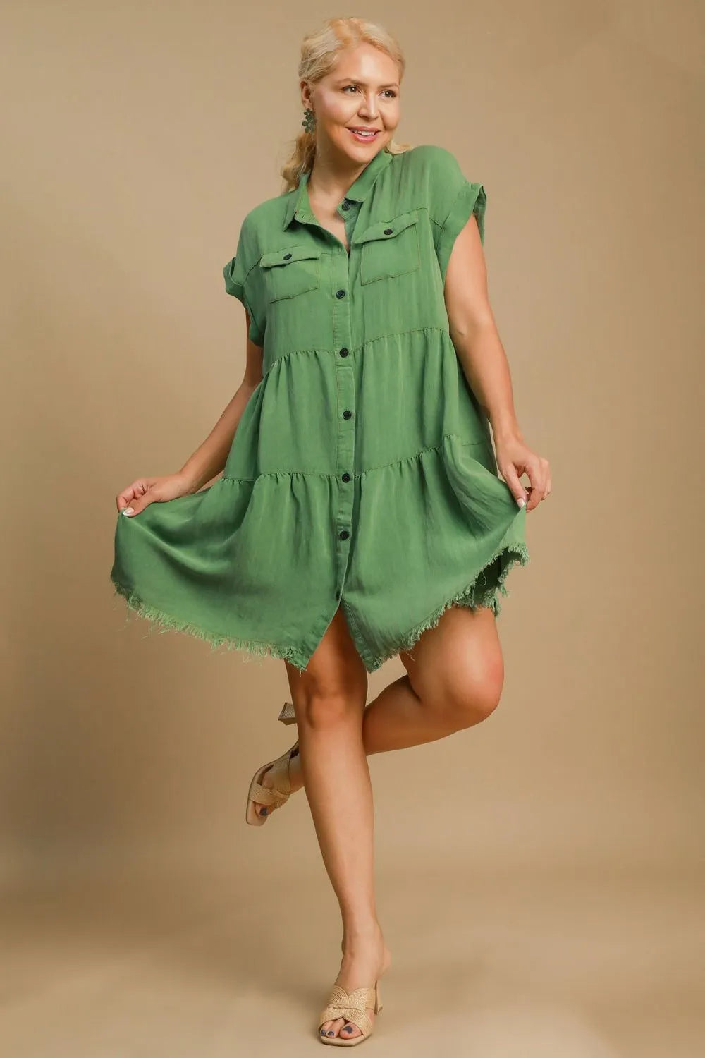 Umgee Full Size Frayed Hemline Button Down Shirt Dress Plus Size 0e123514-0a84-42cc-bb03-2bb1ceac2398-Max