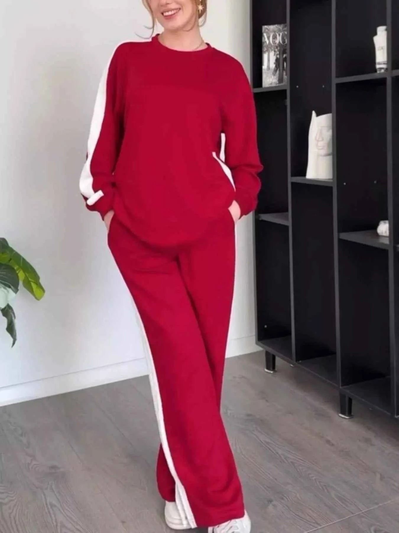 Full Size Contrast Round Neck Top and Pants Set Plus Size 0e184972-76d3-4d2e-bd54-f1aa95c37b89-Max-Origin