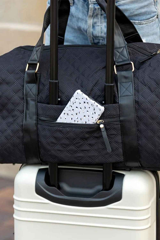 Black Plaid Large Capacity Travel Duffle Bag 0e1cf53497dbfe70