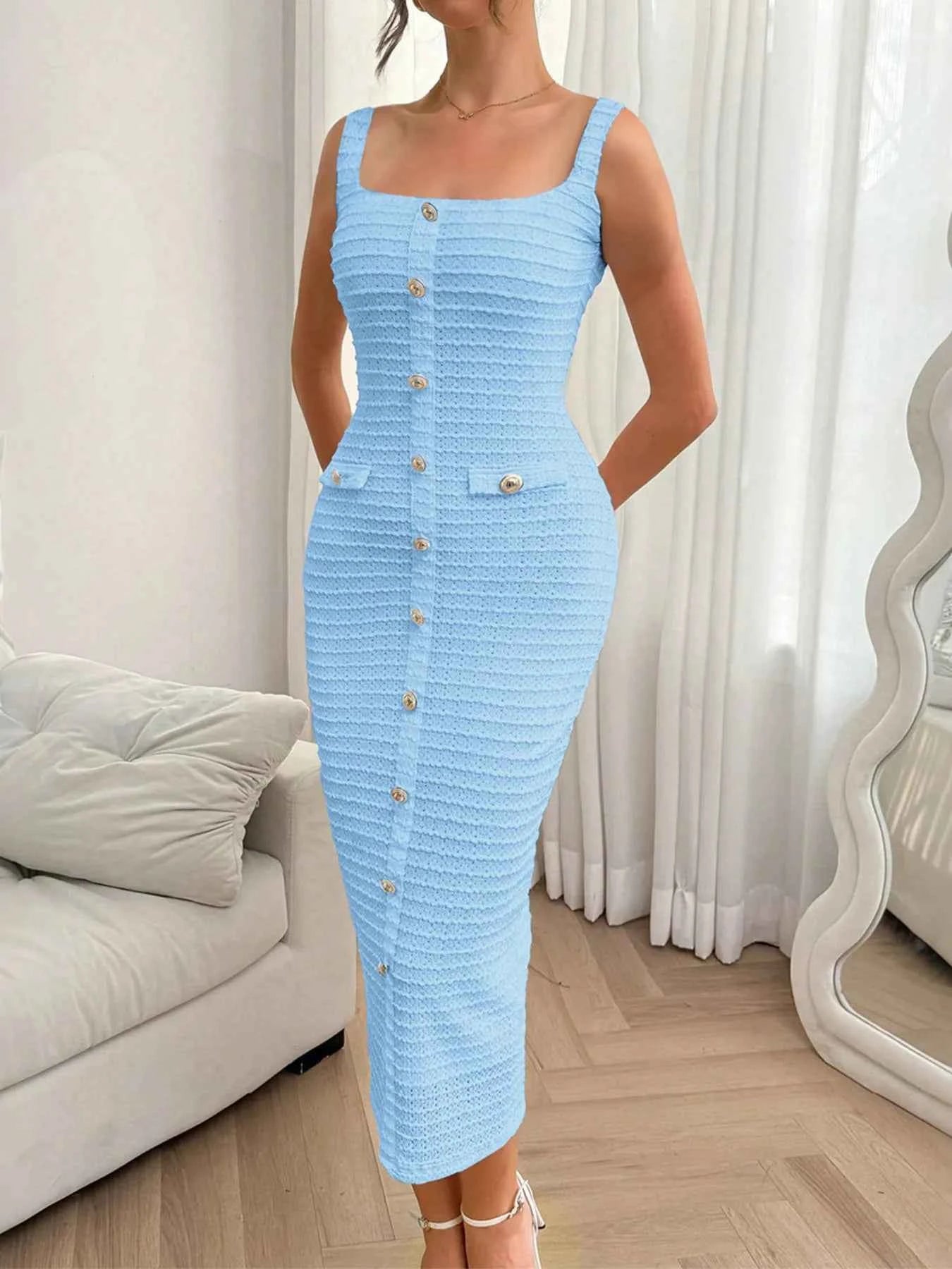 Slit Square Neck Sleeveless Midi Dress Blue 0e1d6c52478f43e6896ce2da79b5ce84-Max-Origin