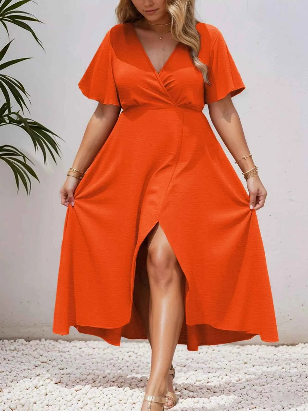 Plus Size Surplice Flutter Sleeve Dress 0e1fdb35-f54a-4a0e-a4c9-4ca52ed72784-Max-Origin