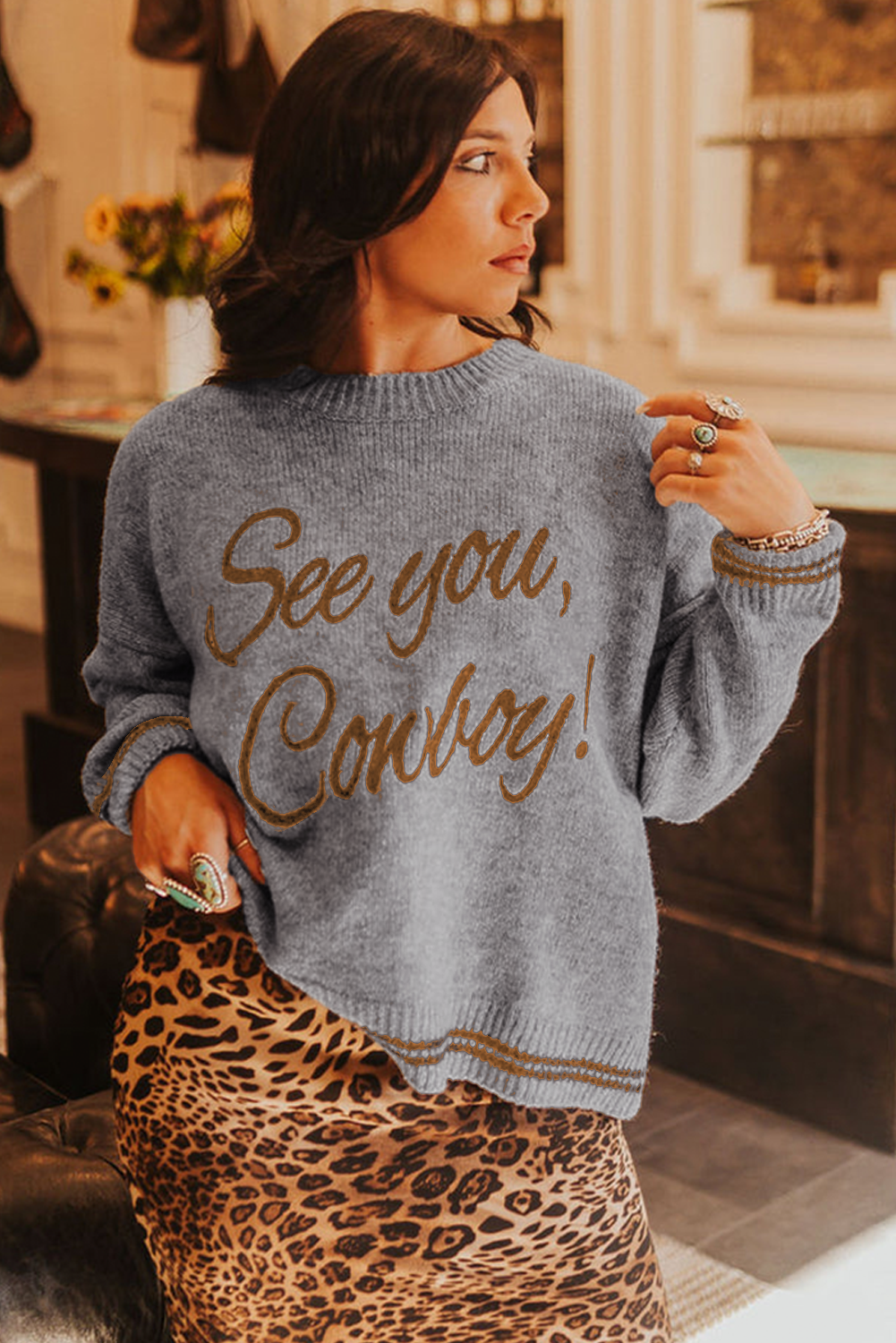 Peach Blossom Letter Embroidered Graphic Sweater 0e24715ec4a56834