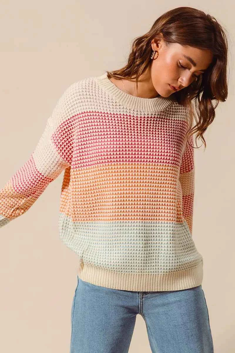 SO ME Multi Color Block Long Sleeve Sweater 0e281316f5674313af8e49f5494b1c52-Max-Origin
